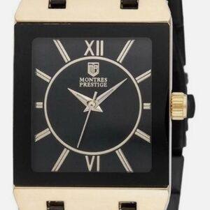 Montres Prestige Black And Gold Dress Watch (MPW-0253)